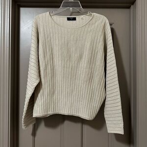 Tahari Ribbed Cream Gold Sweater Size Small